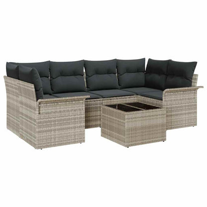 Set Divano da Giardino 7 pcs Grigio chiaro polyrattan | homemem39