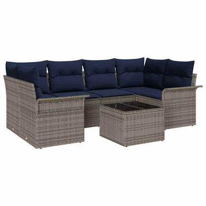 Set Divano da Giardino con cuscino 7 pcs Grigio polyrattan | homemem39