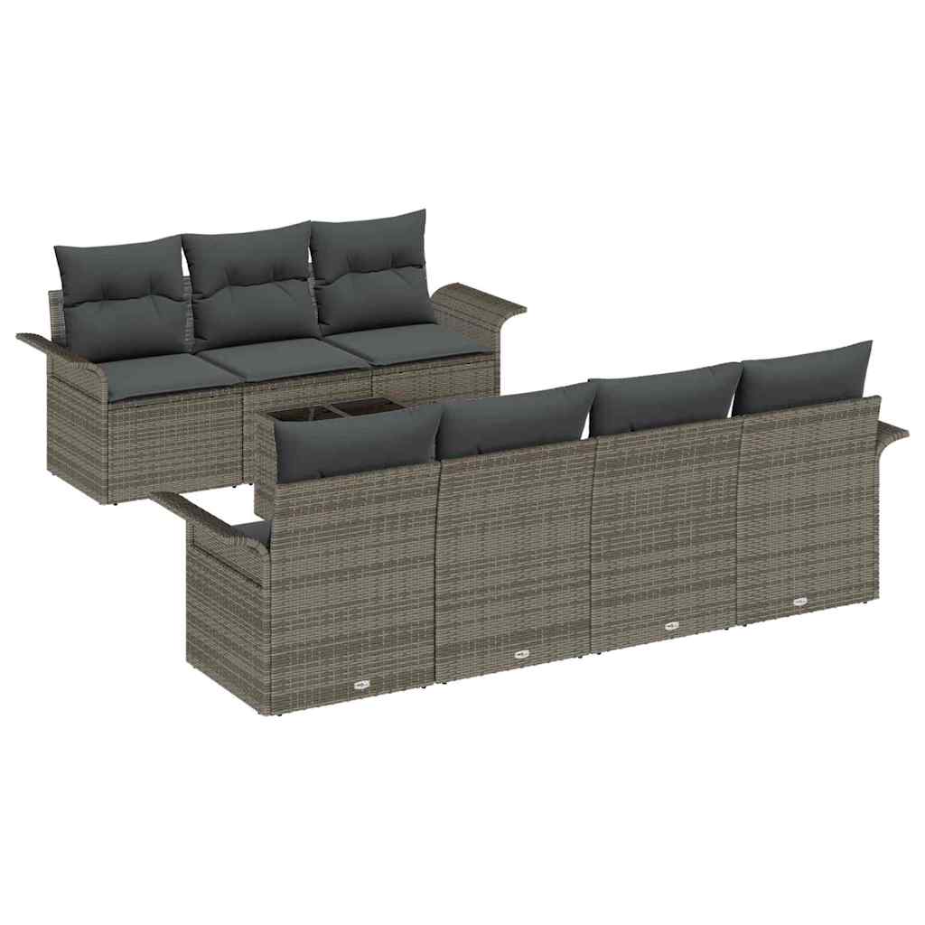 Set Divano da Giardino con cuscino 8 pcs Grigio polyrattan | homemem39