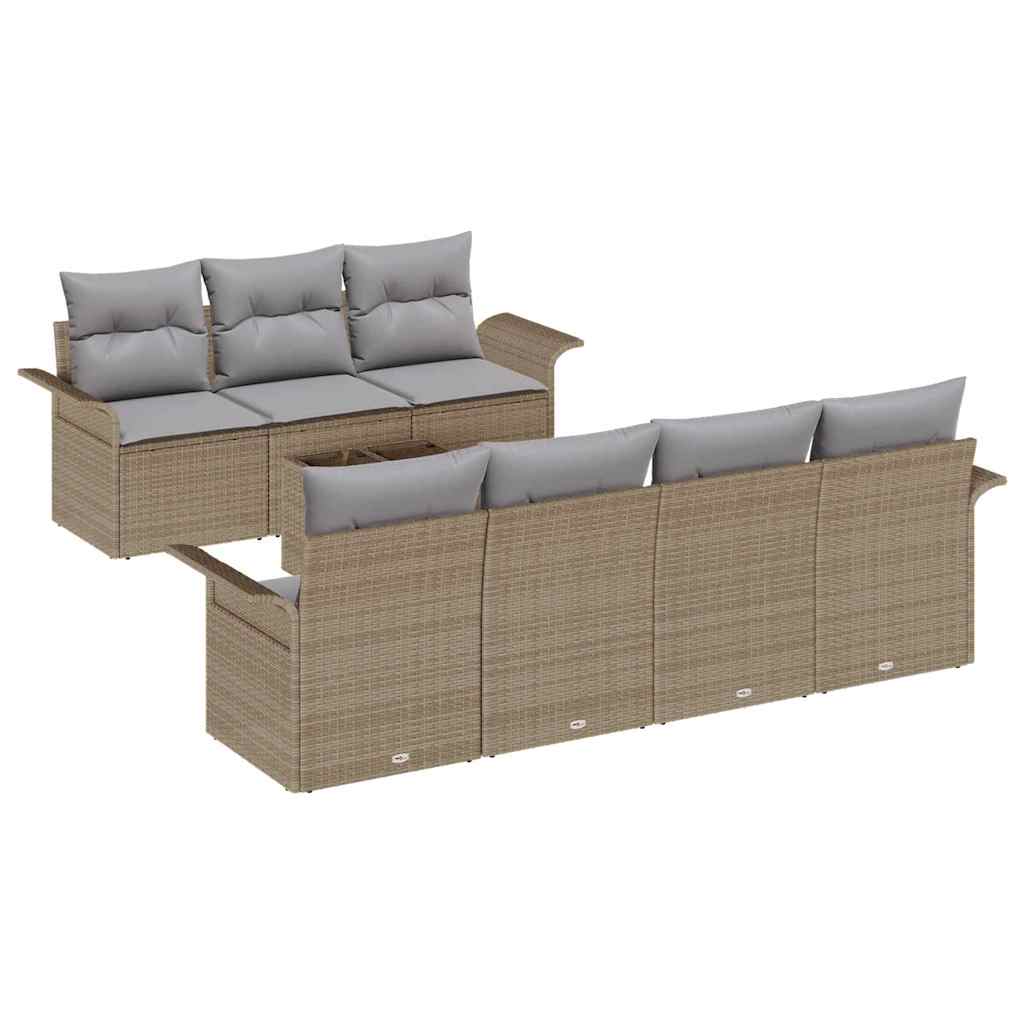 Set Divano da Giardino con cuscino 8 pcs Beige polyrattan | homemem39