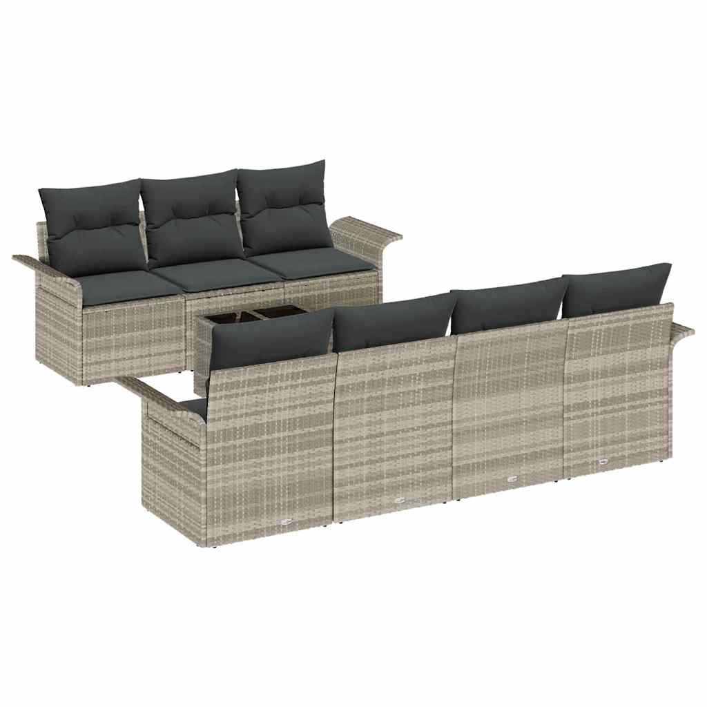 Set Divano da Giardino 8 pcs Grigio chiaro polyrattan | homemem39