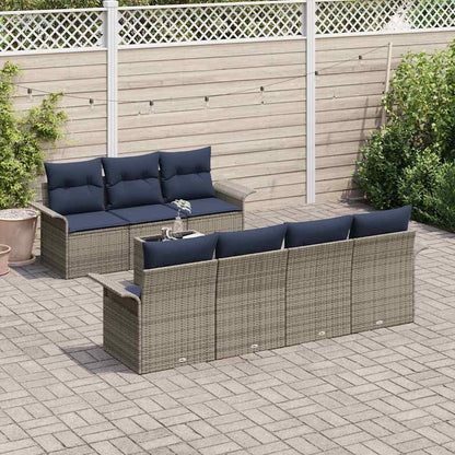 Set Divano da Giardino con cuscino 8 pcs Grigio polyrattan | homemem39