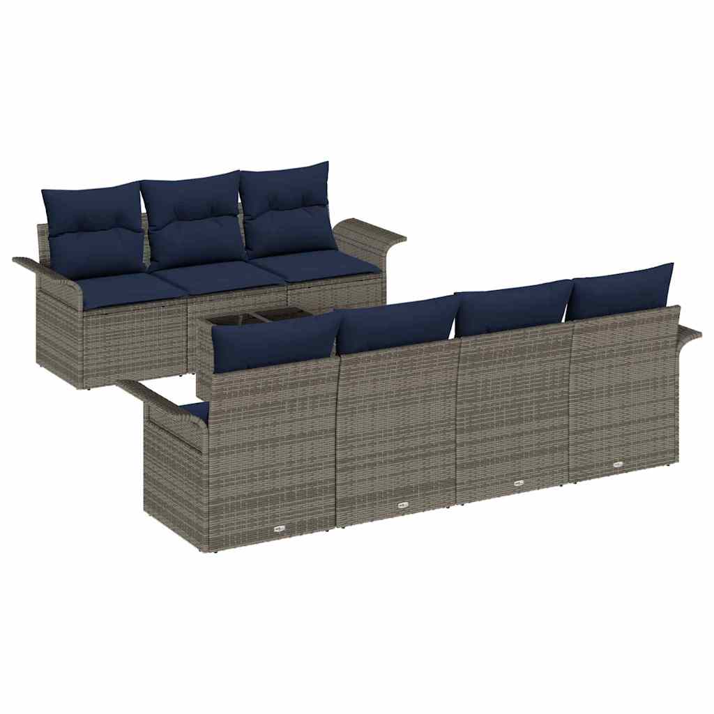 Set Divano da Giardino con cuscino 8 pcs Grigio polyrattan | homemem39