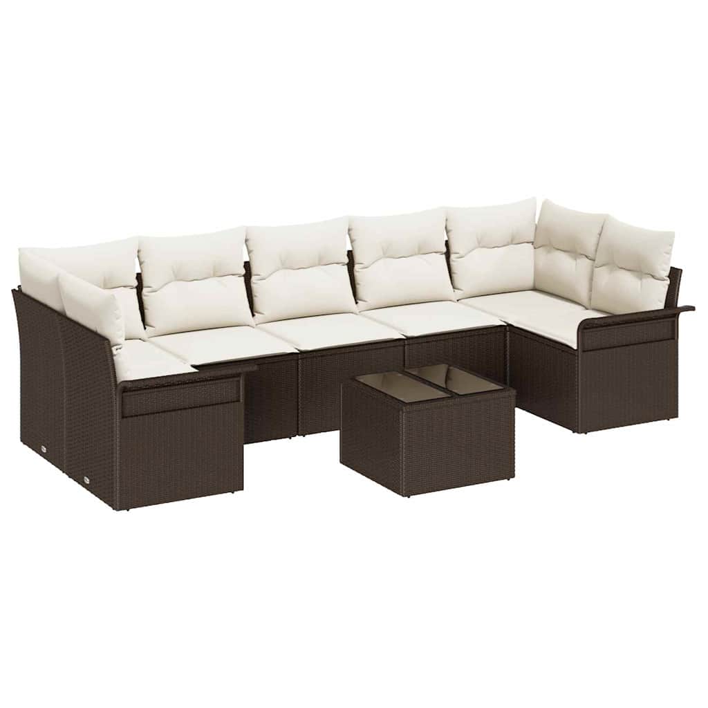 Set Divano da Giardino con cuscino 8 pcs Marrone polyrattan | homemem39