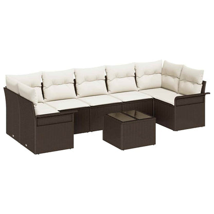Set Divano da Giardino con cuscino 8 pcs Marrone polyrattan | homemem39