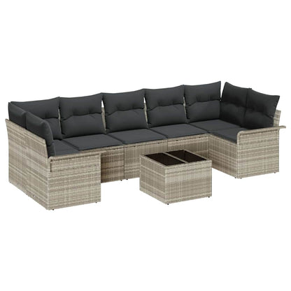 Set Divano da Giardino 8 pcs Grigio chiaro polyrattan | homemem39