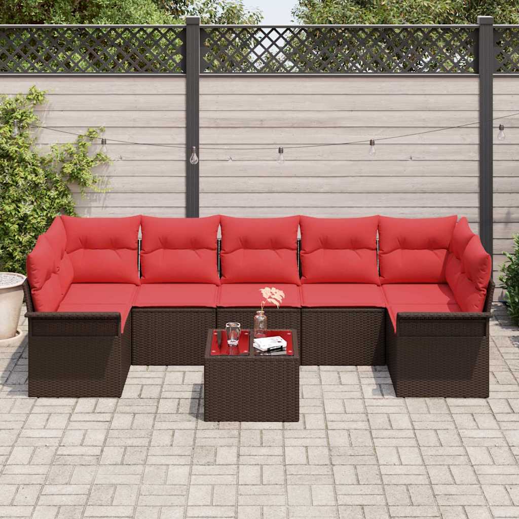 Set Divano da Giardino 8 pcs Marrone polyrattan | homemem39