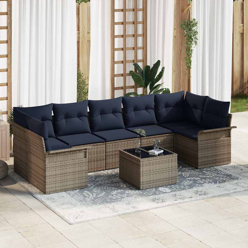 Set Divano da Giardino 8 pcs Grigio polyrattan | homemem39