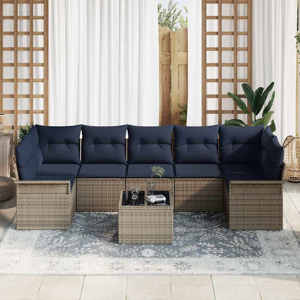 Set Divano da Giardino 8 pcs Grigio polyrattan | homemem39
