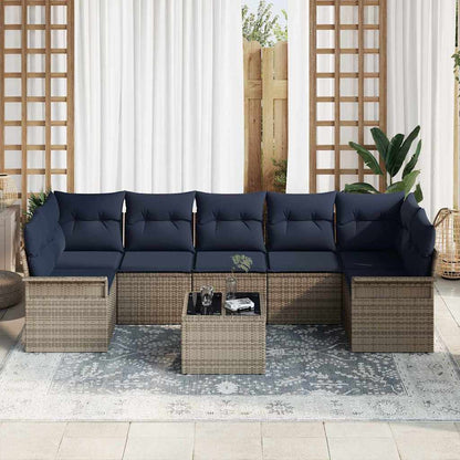 Set Divano da Giardino 8 pcs Grigio polyrattan | homemem39
