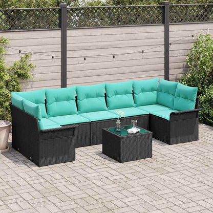 Set Divano da Giardino 8 pcs Nero Poly Rattan | homemem39