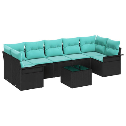 Set Divano da Giardino 8 pcs Nero Poly Rattan | homemem39