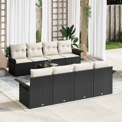 Set Divano da Giardino 9 pcs Nero Poly Rattan | homemem39