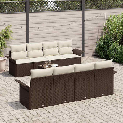 Set Divano da Giardino con cuscino 9 pcs Marrone polyrattan | homemem39