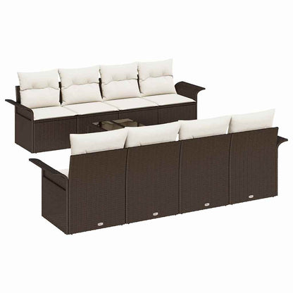 Set Divano da Giardino con cuscino 9 pcs Marrone polyrattan | homemem39
