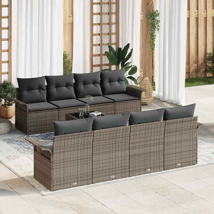 Set Divano da Giardino 9 pcs Grigio Poly Rattan | homemem39