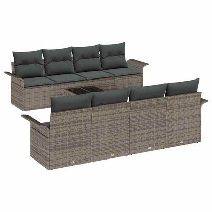 Set Divano da Giardino 9 pcs Grigio Poly Rattan | homemem39