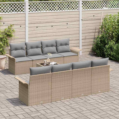 Set Divano da Giardino 9 pcs Beige Poly Rattan | homemem39