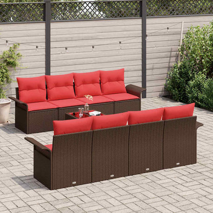 Set Divano da Giardino con cuscino 9 pcs Marrone polyrattan | homemem39