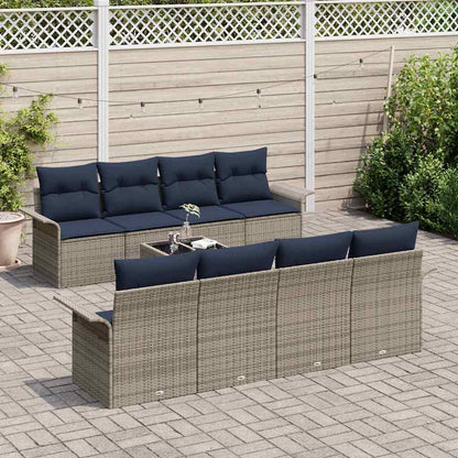 Set Divano da Giardino con cuscino 9 pcs Grigio polyrattan | homemem39