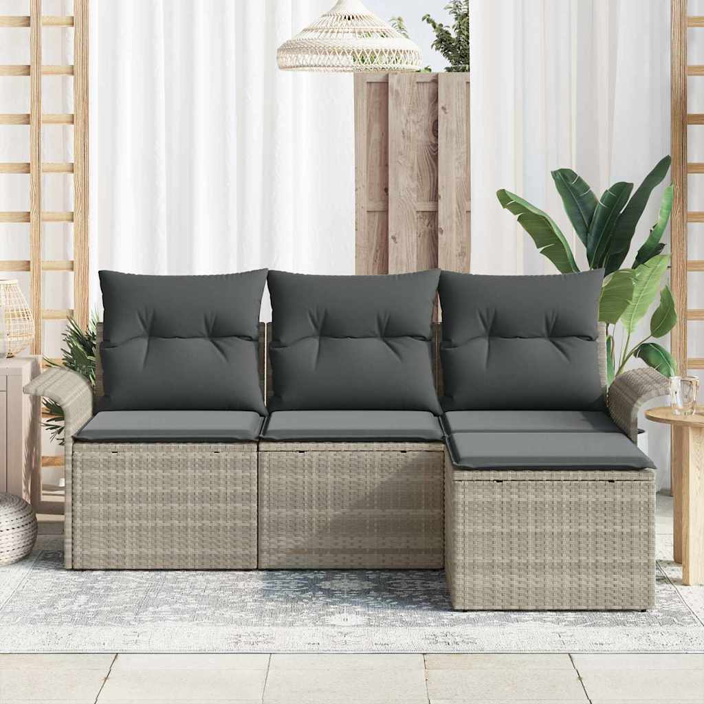 Set di divani con cuscino 4 pcs Grigio polyrattan