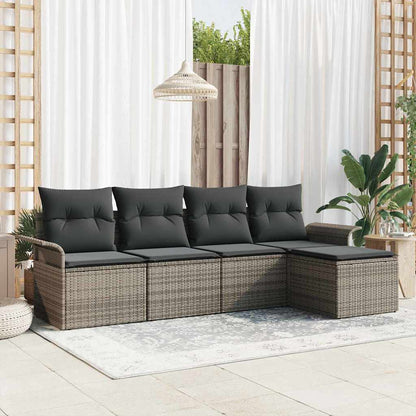 Divano da esterno con cuscino 5 pcs Grigio polyrattan | homemem39