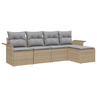 Divano da esterno con cuscino 5 pcs Beige polyrattan | homemem39