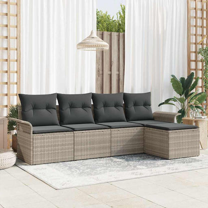 Divano da esterno con cuscino 5 pcs Grigio chiaro polyrattan | homemem39