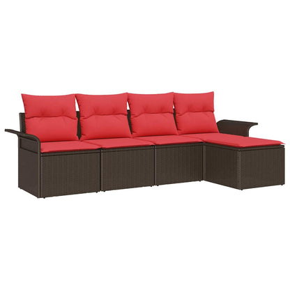 Set Divano da Giardino con cuscino 5 pcs Marrone polyrattan | homemem39