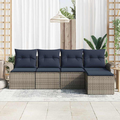 Set Divano da Giardino con cuscino 5 pcs Grigio polyrattan | homemem39