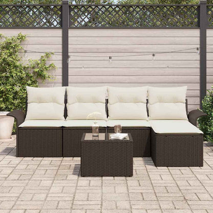 Divano da esterno con cuscino 6 pcs Marrone polyrattan | homemem39