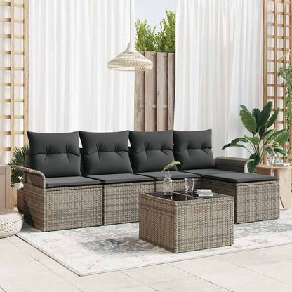 Divano da esterno con cuscino 6 pcs Grigio polyrattan | homemem39