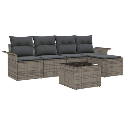 Divano da esterno con cuscino 6 pcs Grigio polyrattan | homemem39