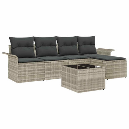 Divano da esterno con cuscino 6 pcs Grigio chiaro polyrattan | homemem39