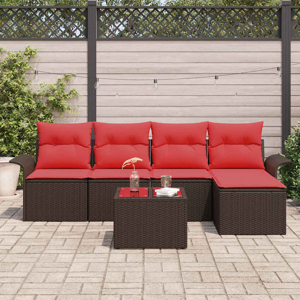 Set Divano da Giardino con cuscino 6 pcs Marrone polyrattan | homemem39