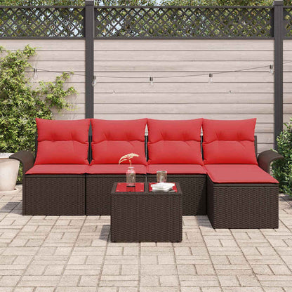 Set Divano da Giardino con cuscino 6 pcs Marrone polyrattan | homemem39