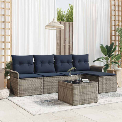 Set Divano da Giardino con cuscino 6 pcs Grigio polyrattan | homemem39