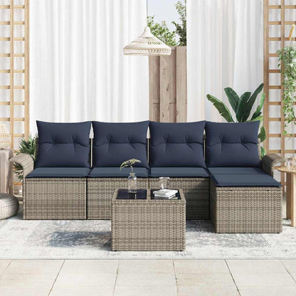 Set Divano da Giardino con cuscino 6 pcs Grigio polyrattan | homemem39