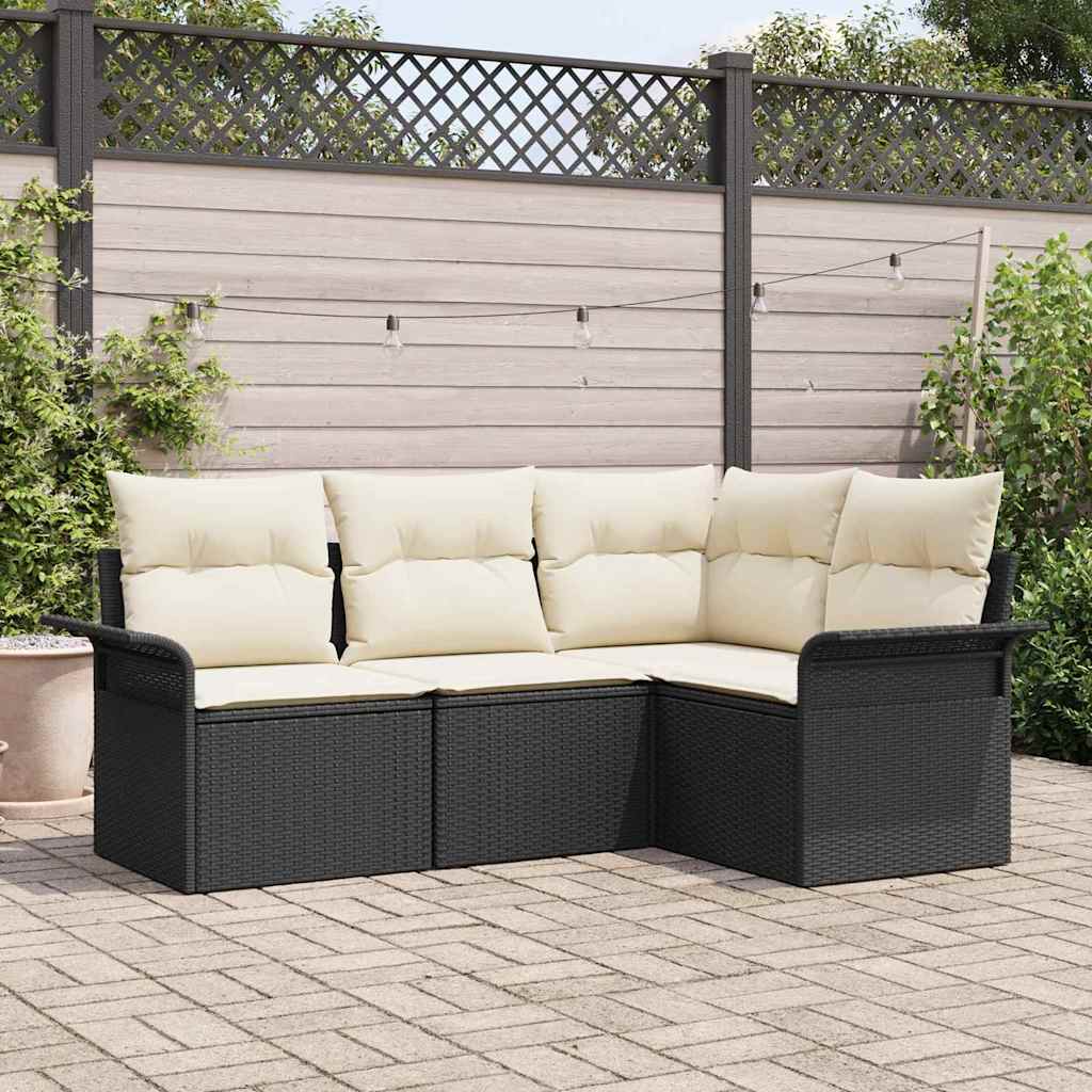Set Divano da Giardino 4 pz Nero polyrattan | homemem39