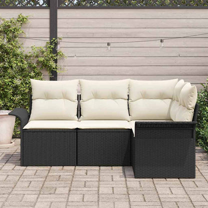Set Divano da Giardino 4 pz Nero polyrattan | homemem39