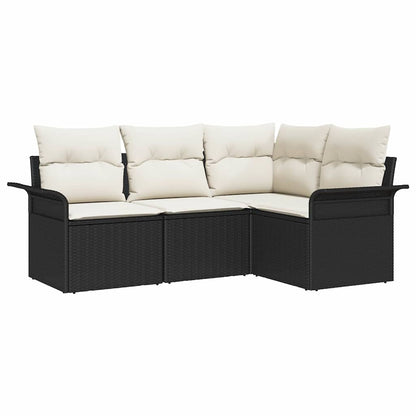 Set Divano da Giardino 4 pz Nero polyrattan | homemem39