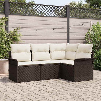 Set Divano da Giardino con cuscino 4 pcs Marrone polyrattan | homemem39