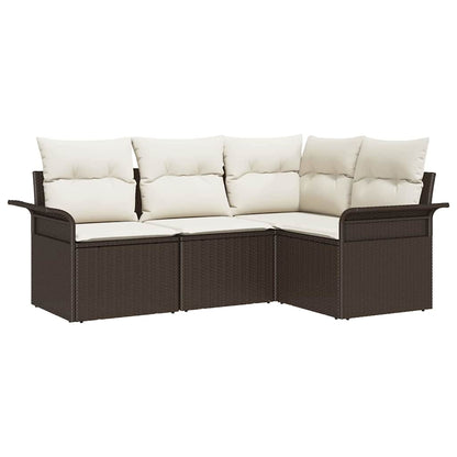 Set Divano da Giardino con cuscino 4 pcs Marrone polyrattan | homemem39