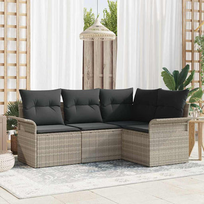 Set Divano da Giardino 4 pcs Grigio chiaro polyrattan | homemem39