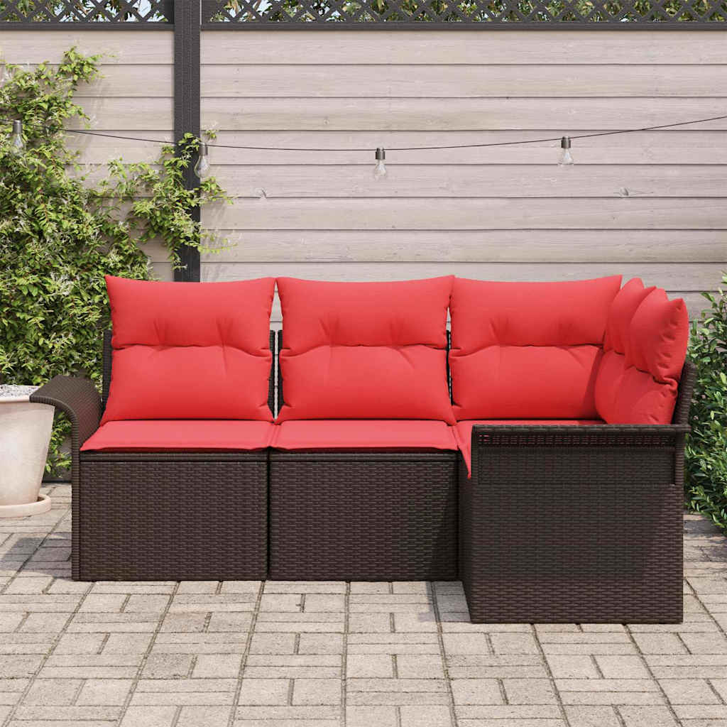Set Divano da Giardino con cuscino Marrone polyrattan | homemem39