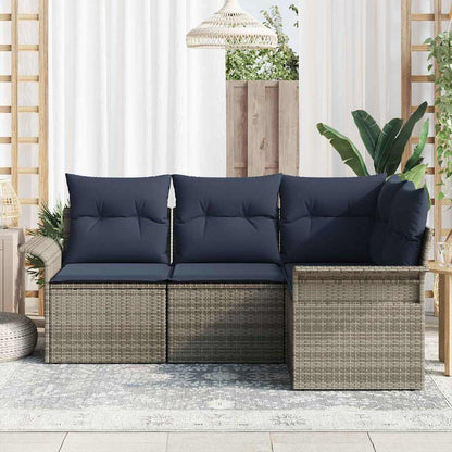 Set Divano da Giardino con cuscino 4 pcs Grigio polyrattan | homemem39