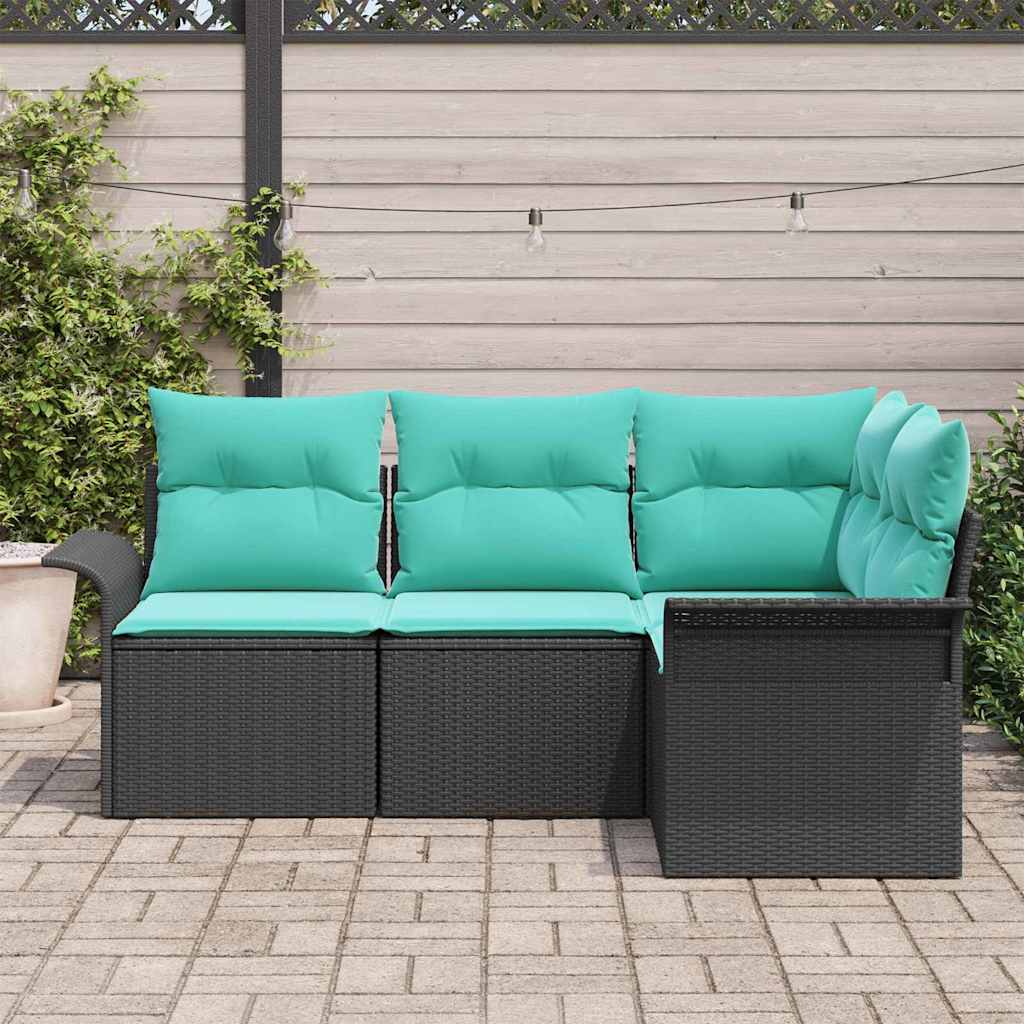 Set Divano da Giardino con cuscino Nero polyrattan | homemem39