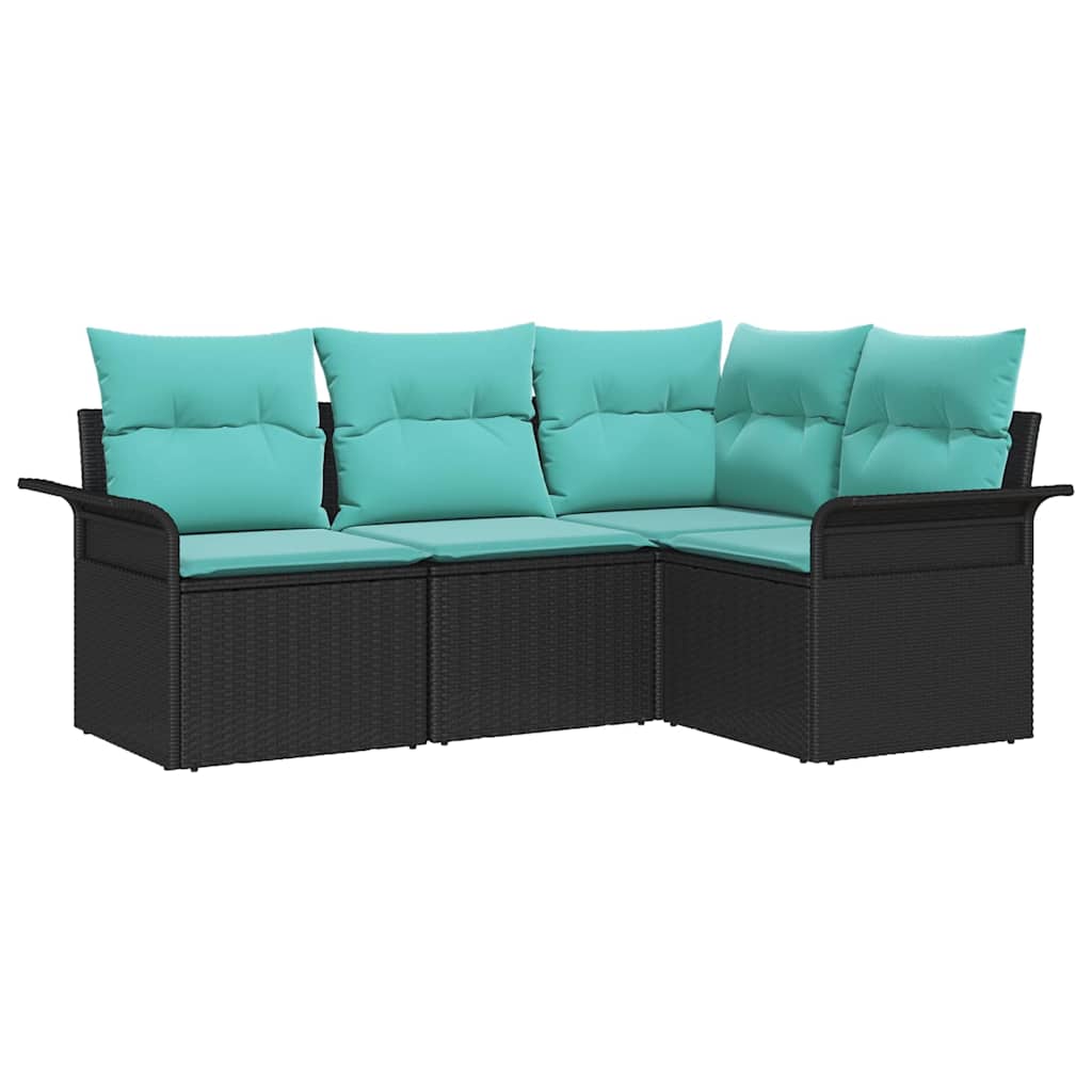 Set Divano da Giardino con cuscino Nero polyrattan | homemem39