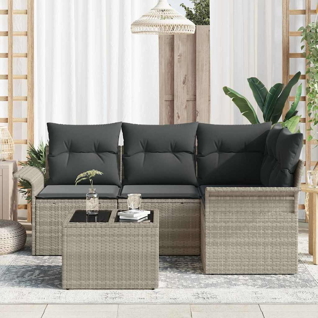 Set Divano da Giardino 5 pcs Grigio chiaro polyrattan | homemem39