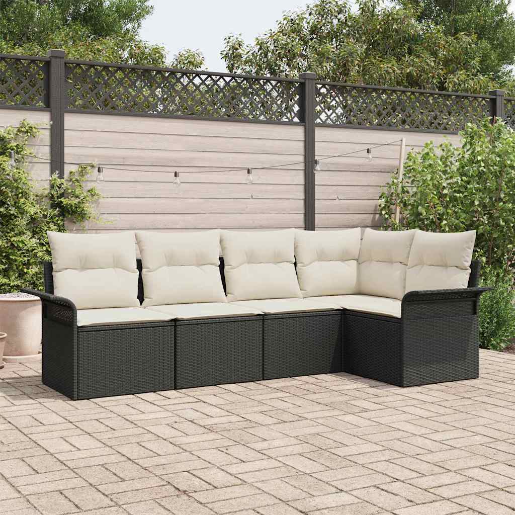 Set Divano da Giardino 5 pz Nero polyrattan | homemem39